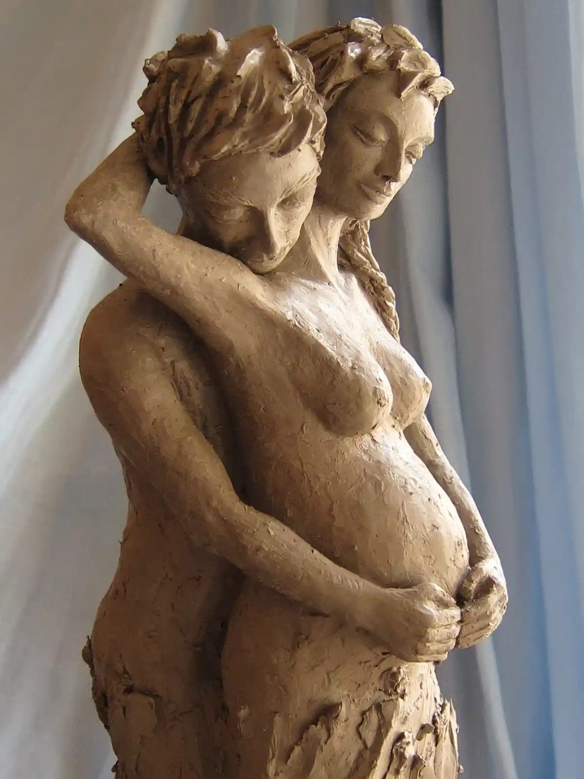 Amoureux 1 woman in dress statue on gray concrete floor
